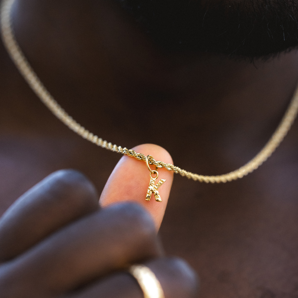 Mens Initial Necklace - Gold Name Monogram Necklace - By Twistedpendant