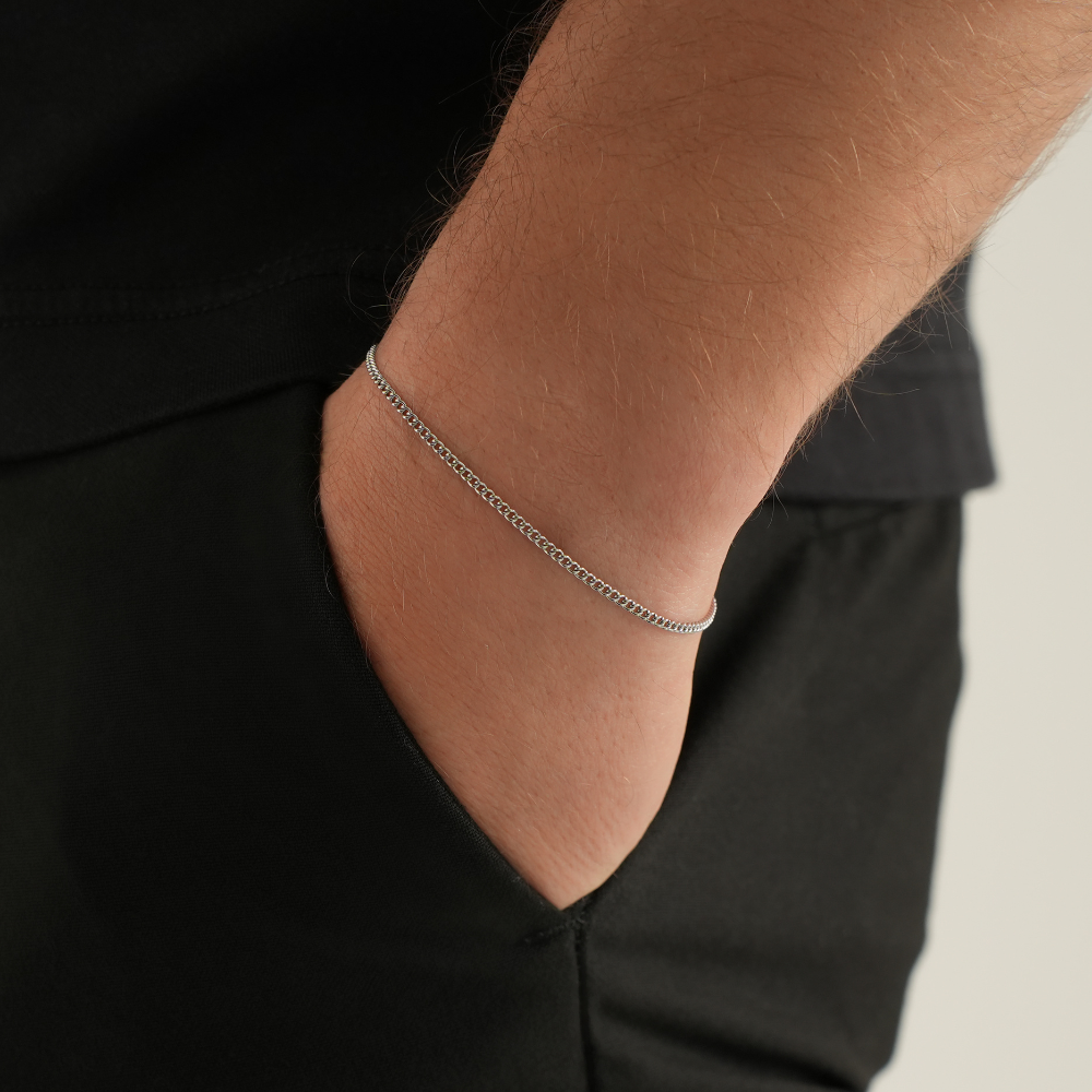 Thin Silver Connell Bracelet Chain - Silver Bracelets for Men | Twistedpendant