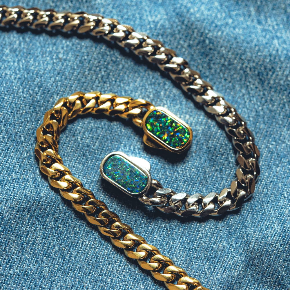 Opal Cuban Set (8MM) - Gold