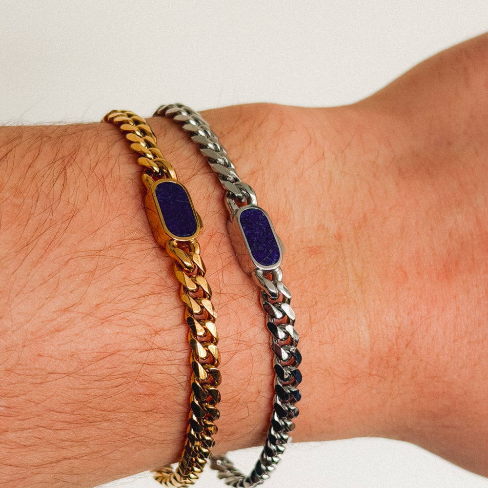 Lapis Cuban Bracelet (5MM) - Gold