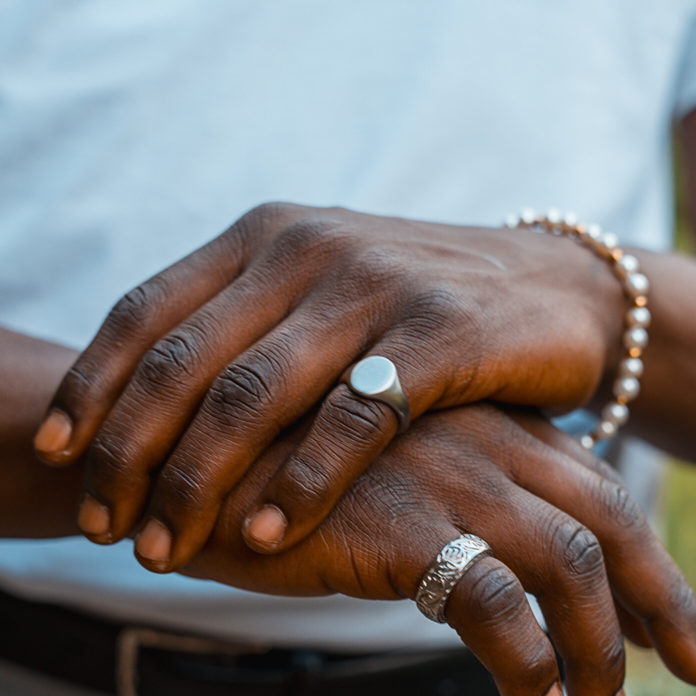 Silver Brushed Signet Ring Men - Mens Silver Rings | By Twistedpendant