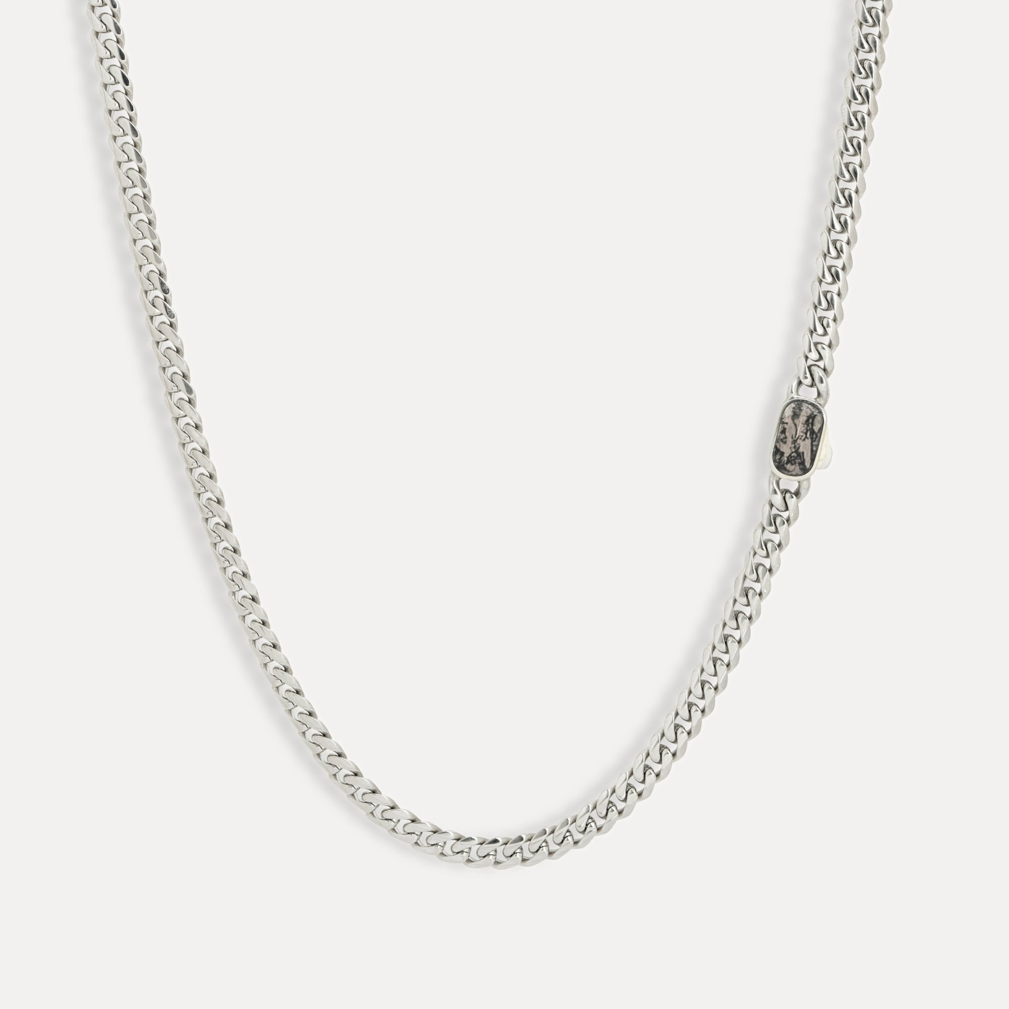 Moss Agate Cuban Chain (5MM) - Silver