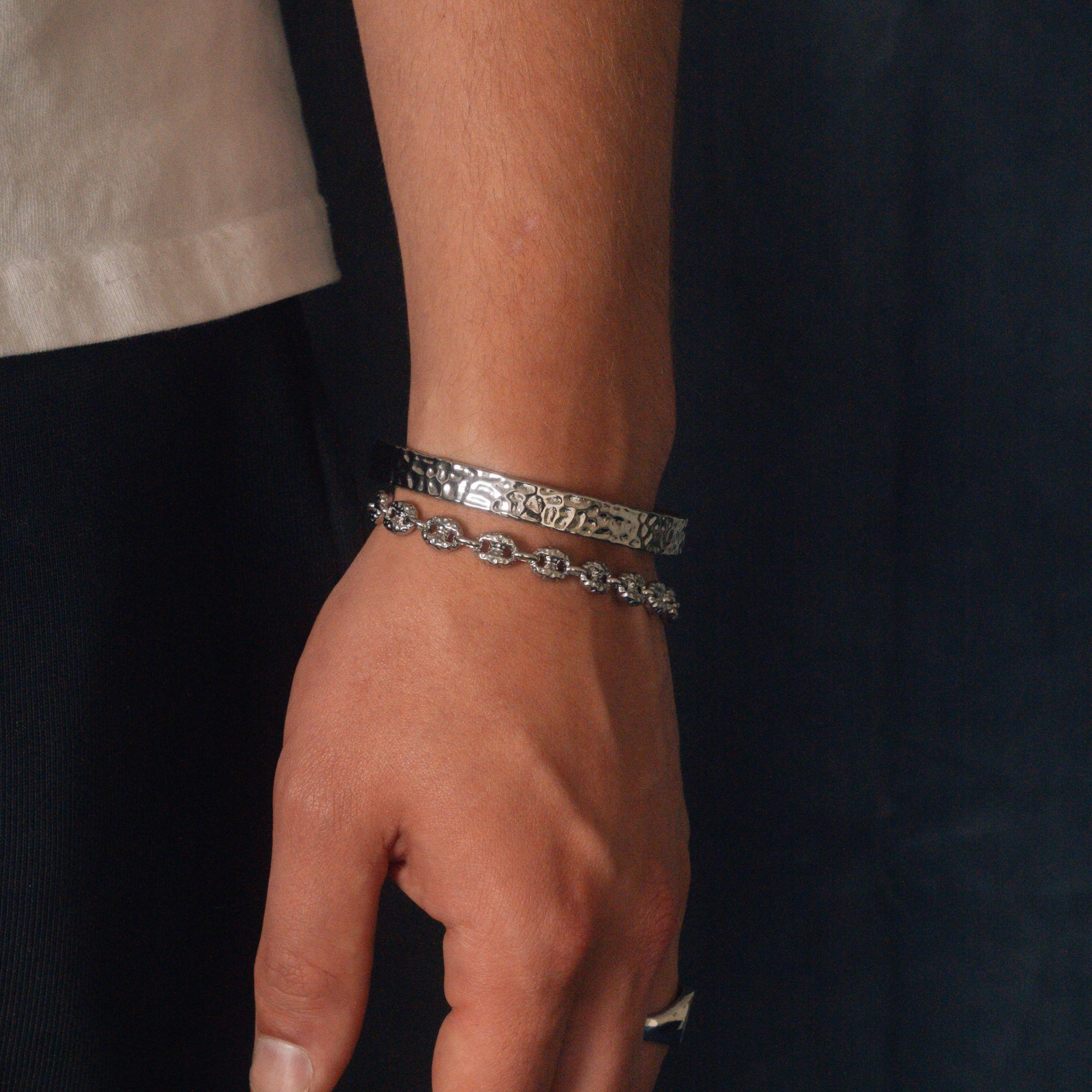 Gold Cuff + Mariner Stack Bracelet