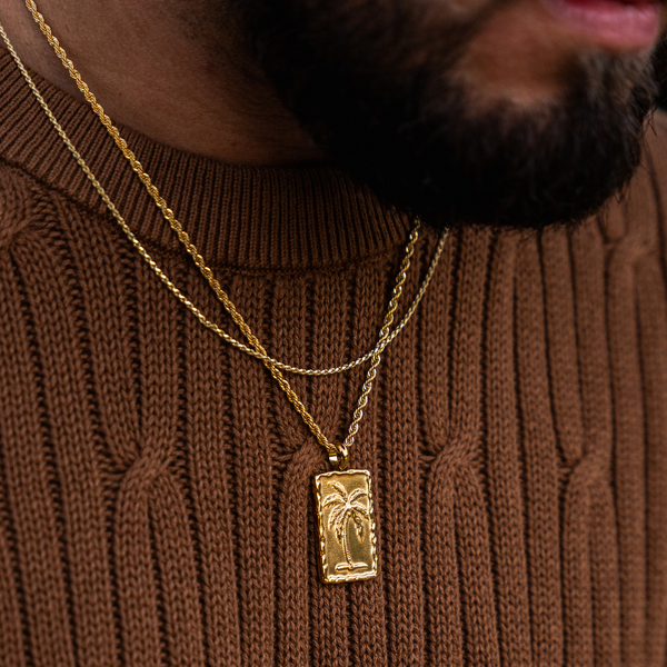Gold Palm Tree Pendant Necklace - Men's Gold Necklaces | Twistedpendant