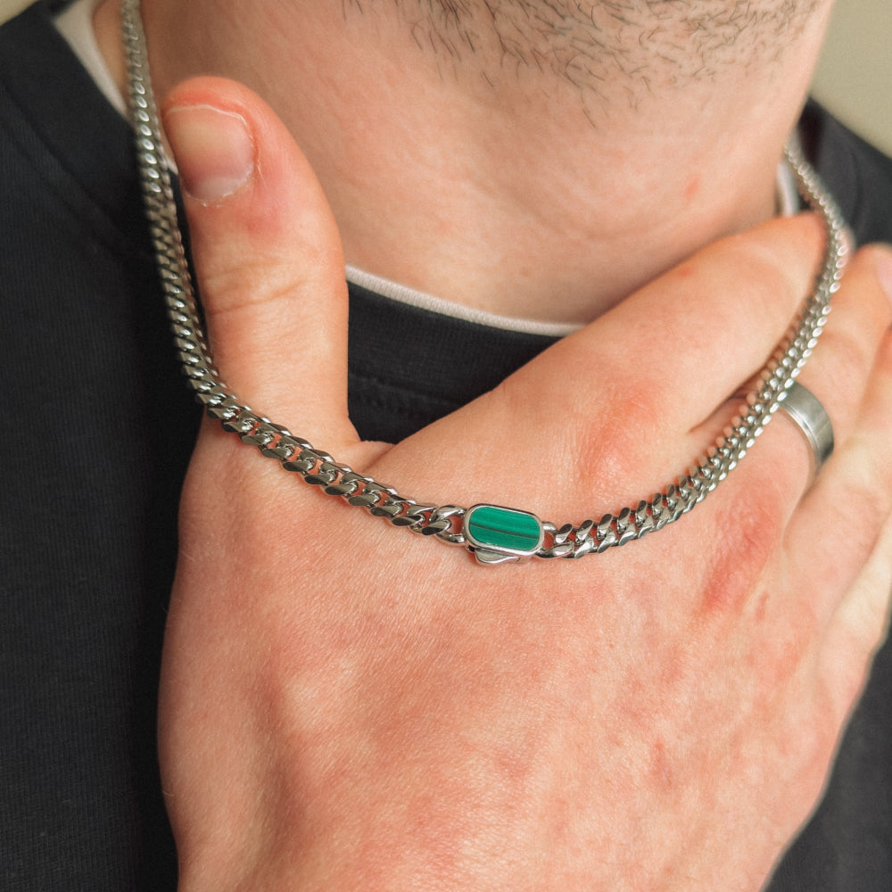 Malachite Cuban Chain (5MM) - Silver
