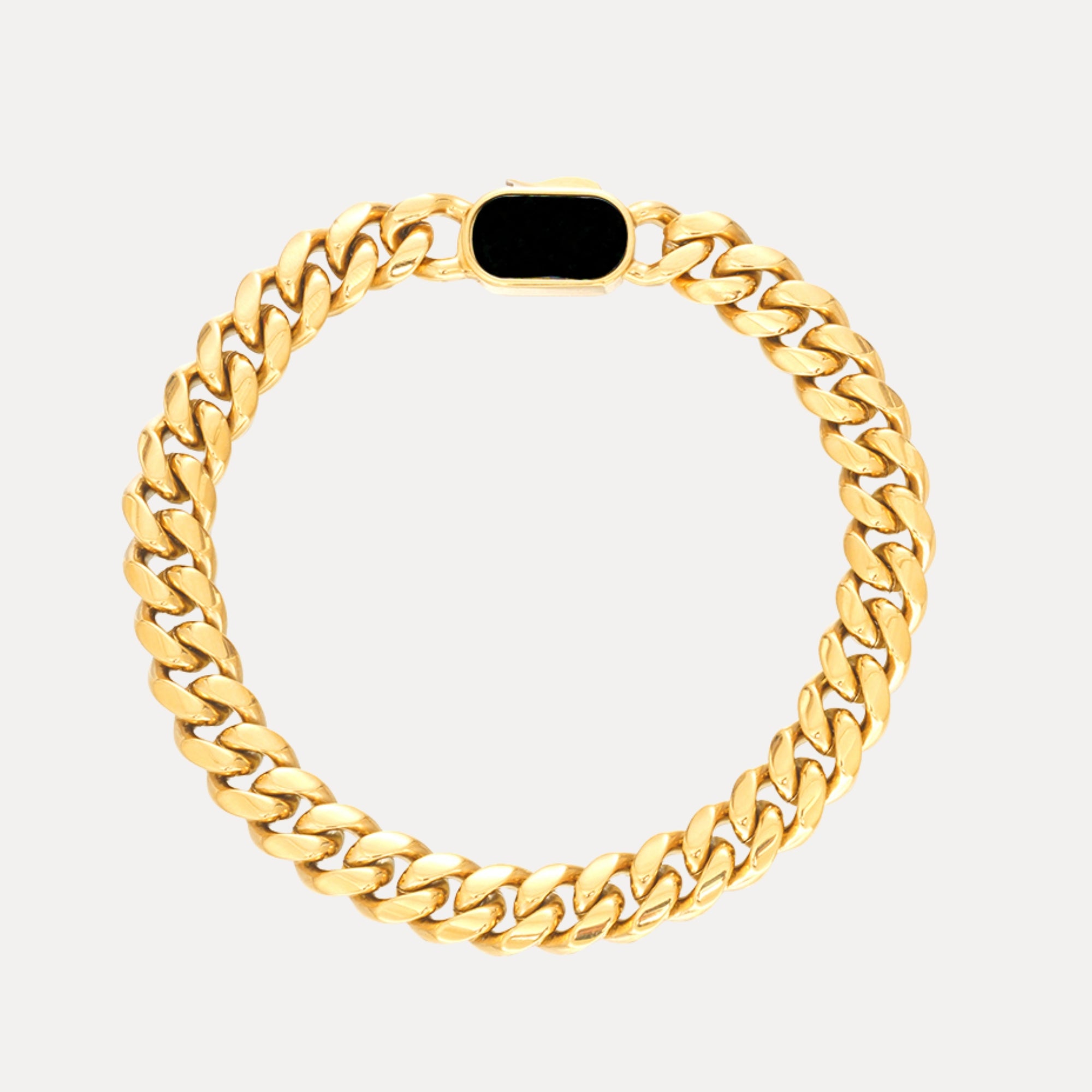 Onyx Thick Cuban Bracelet (8MM) – Gold