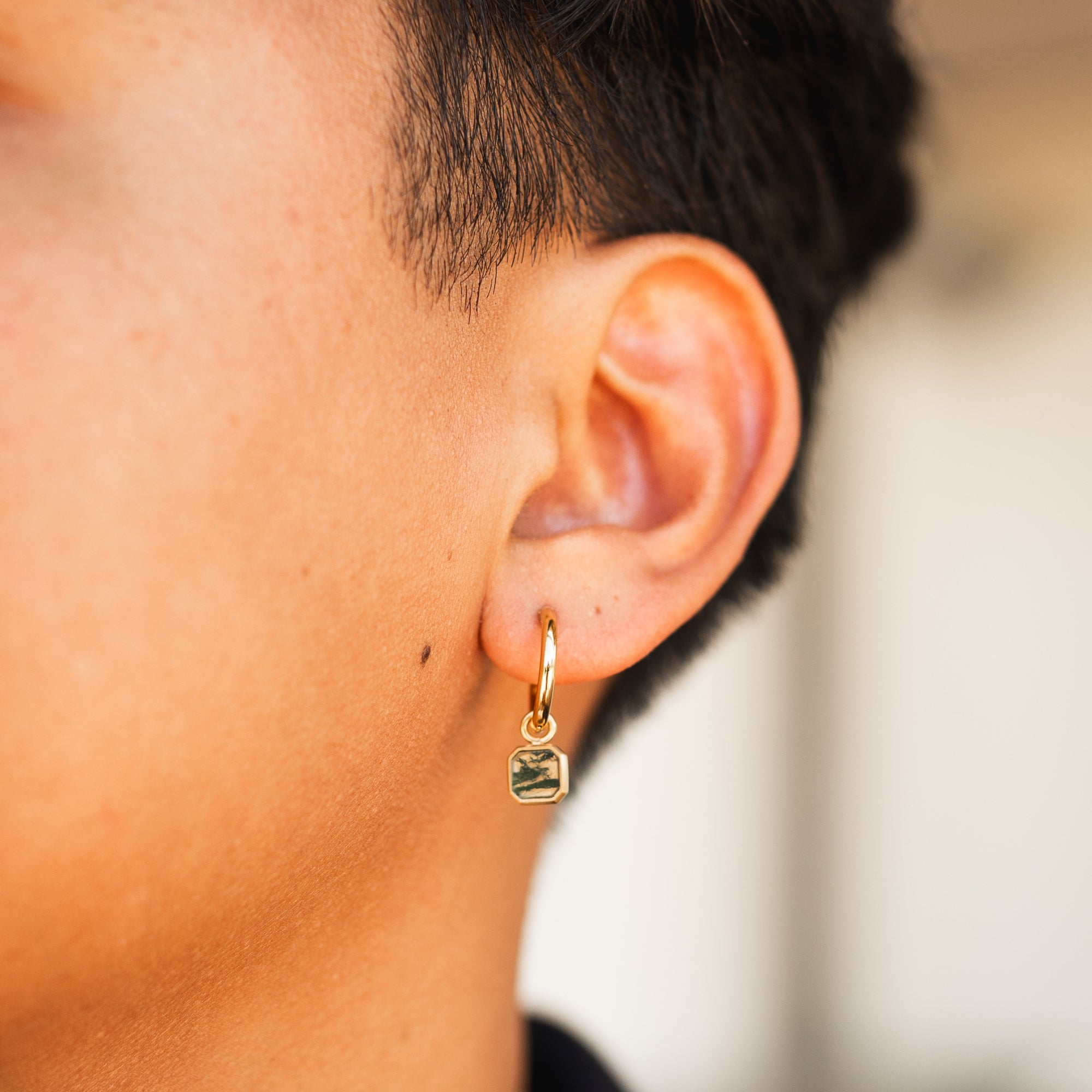 Moss Agate Dangle (Silver)