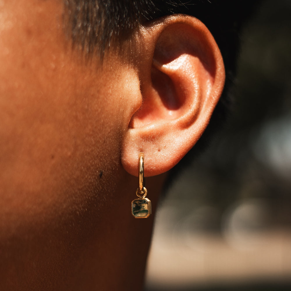 Moss Agate Dangle (Gold)