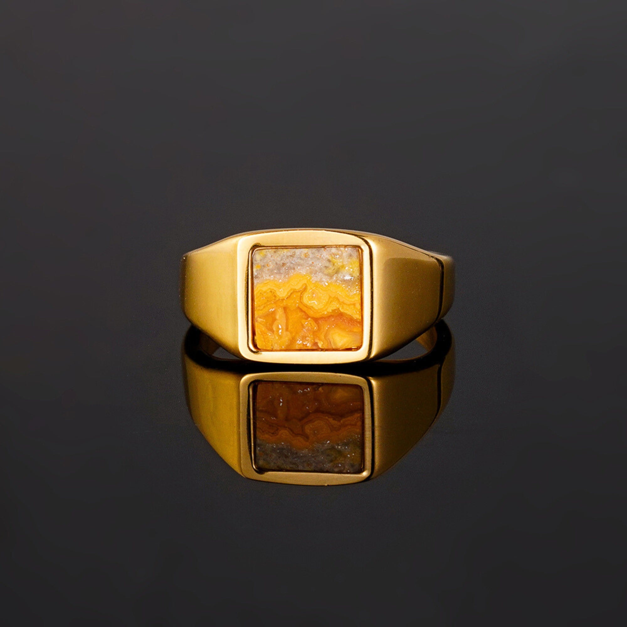 Square Crazy Onyx Ring - Silver