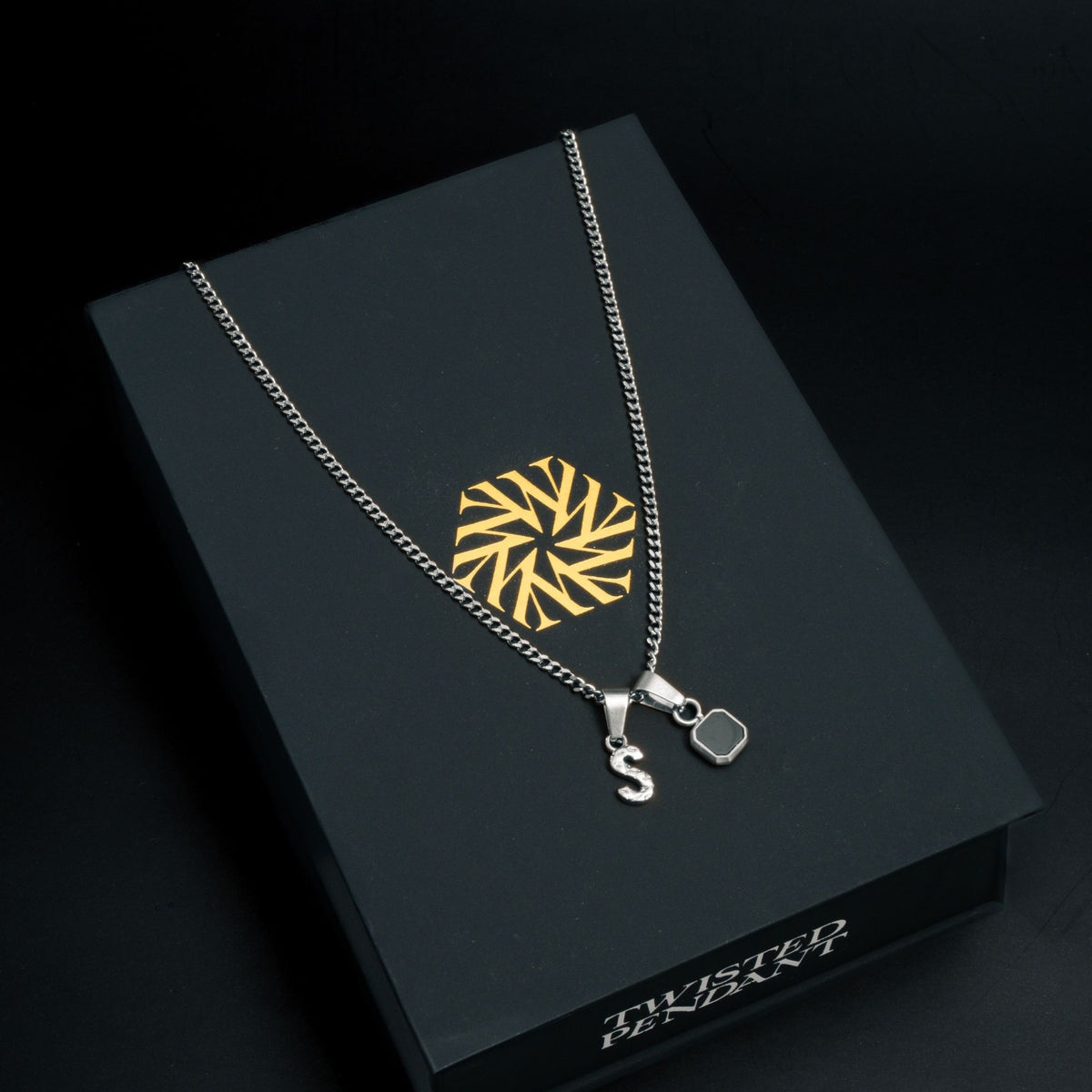 Initial X Onyx Set - Silver