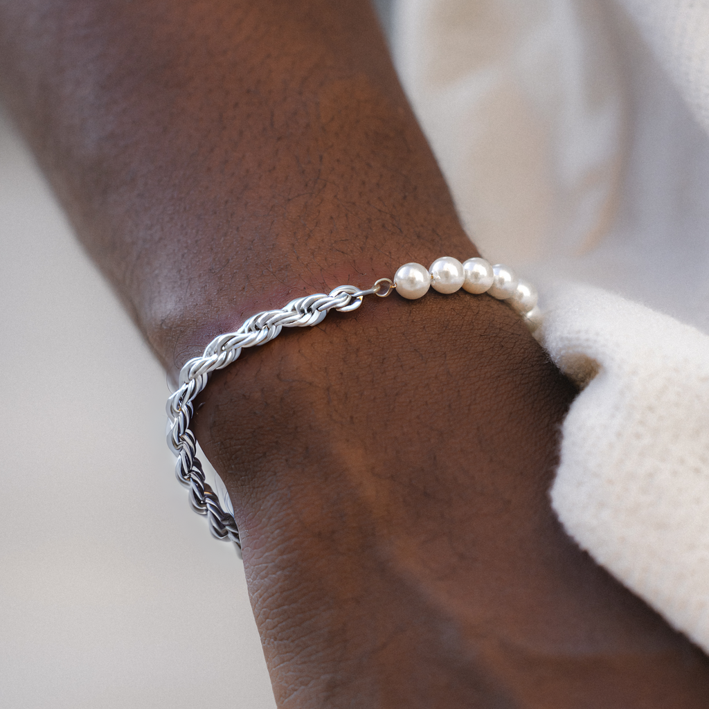 Mens sterling 2025 silver rope bracelet