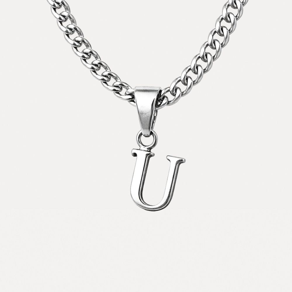 Mini Initial with Cuban Chain - Silver