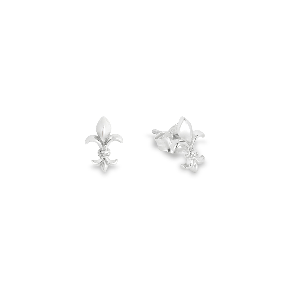 Silver Fleur Stud Earring - Mens Silver Earrings - By Twistedpendant