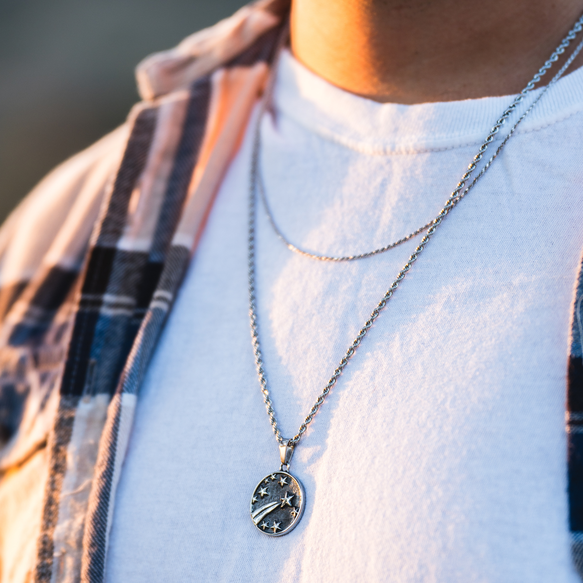 Men's Silver Shooting Star Necklace - Men's Necklace By Twistedpendant