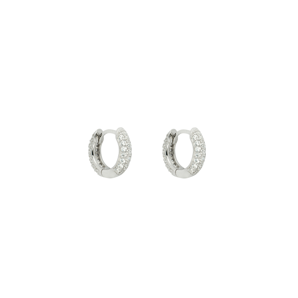 Silver Diamond Huggie Hoop Earrings | Mens Earrings - Twistedpendant