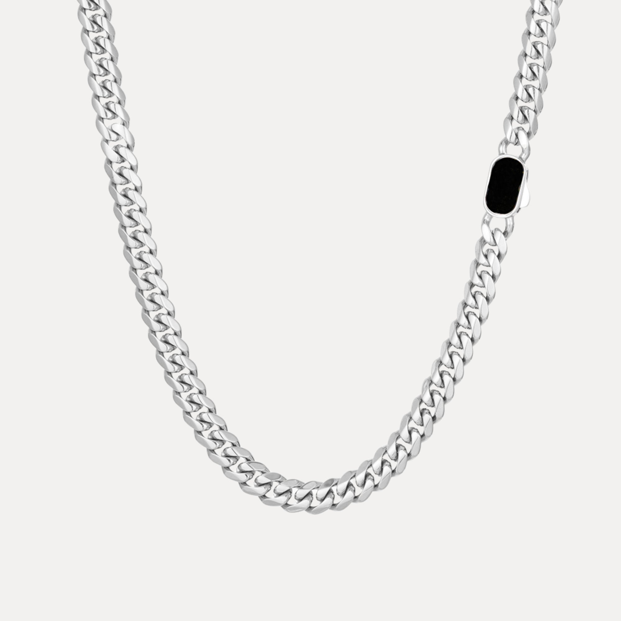 Onyx Thick Cuban Chain (8MM) - Silver