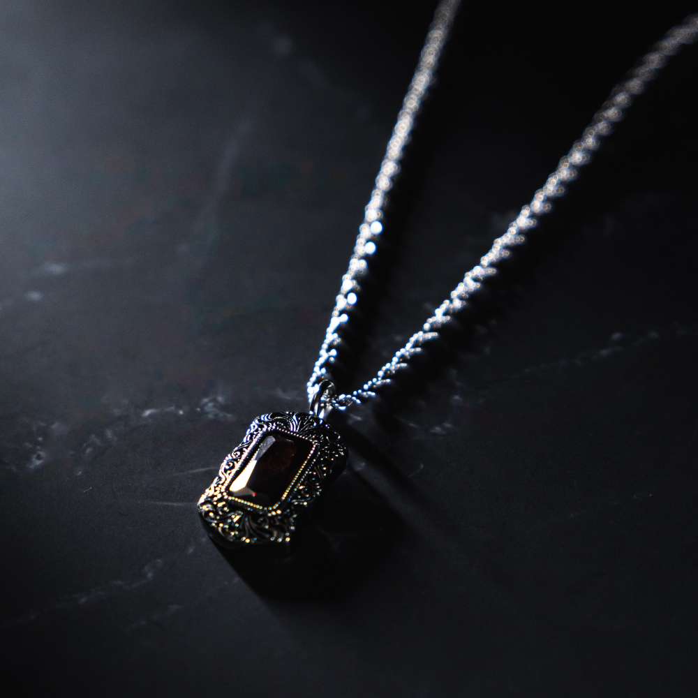 Red & Gold Diamond Pendant Necklace For Men By Twistedpendant