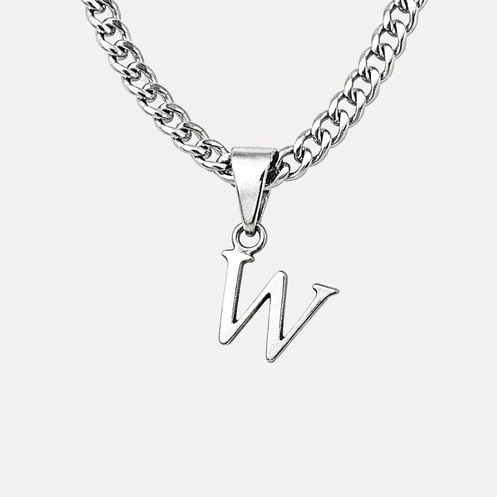 Mini Initial with Cuban Chain - Silver