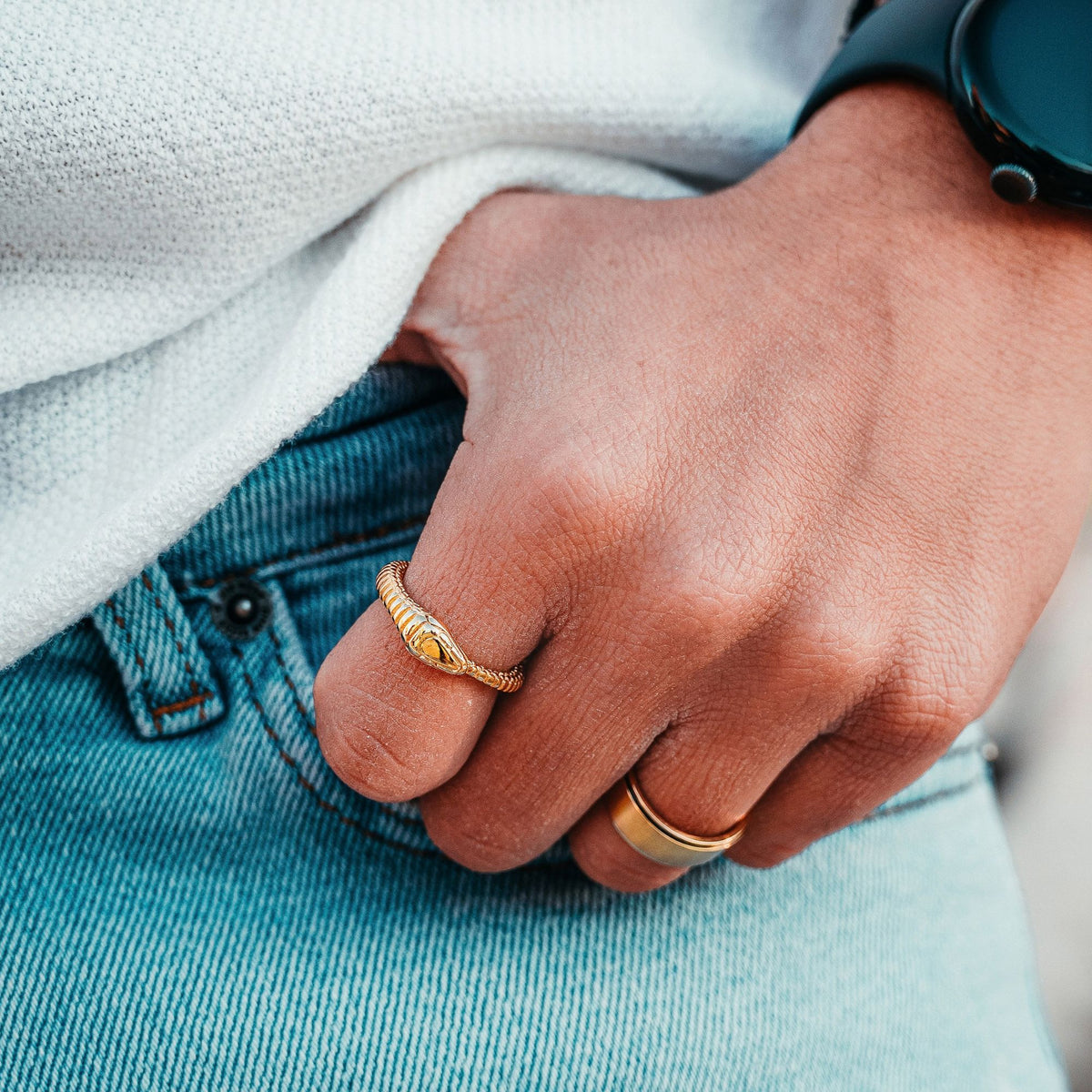 Snake Band Ring - Gold