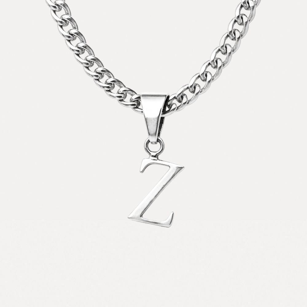 Mini Initial with Cuban Chain - Silver