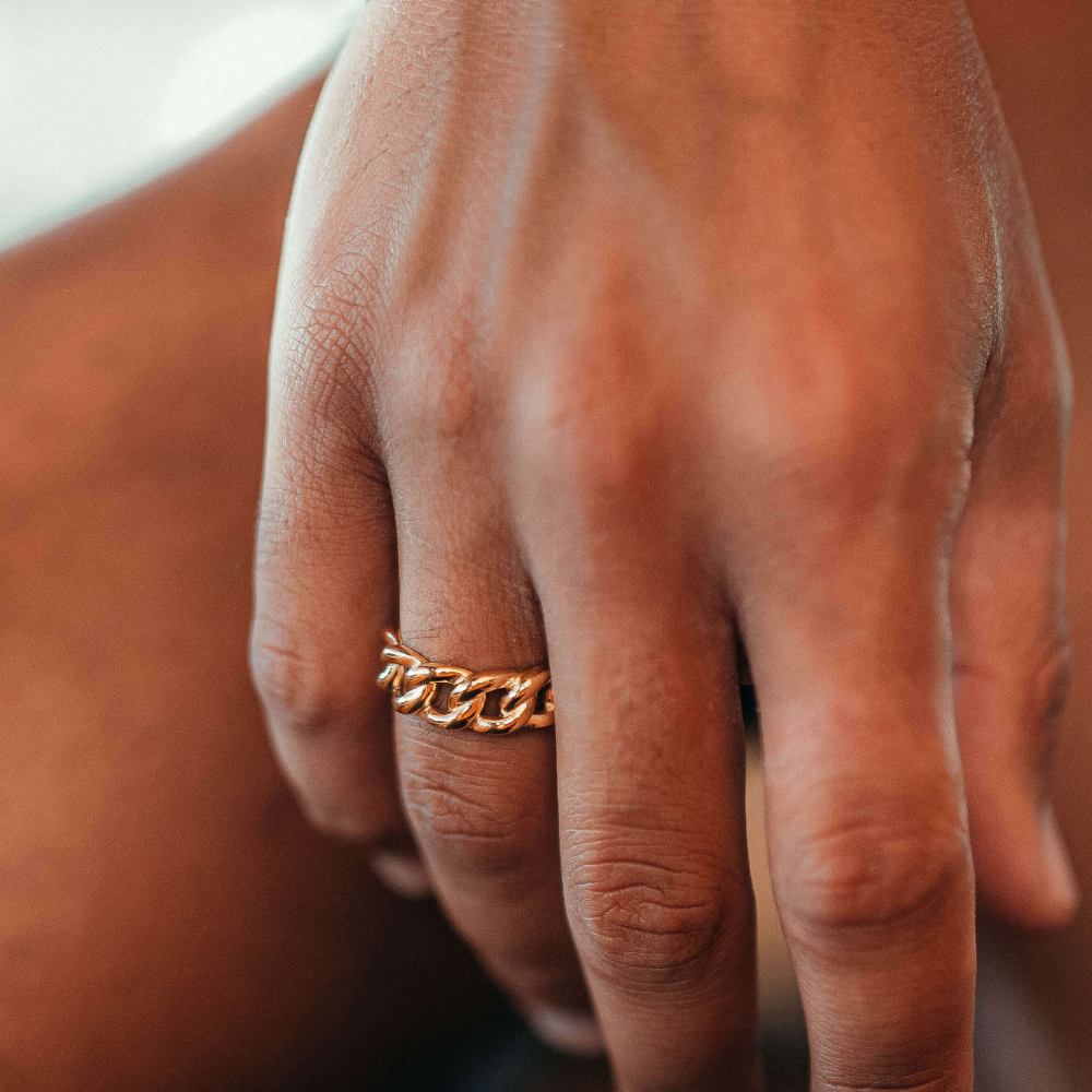 Twisted Cuban Band Ring - Gold