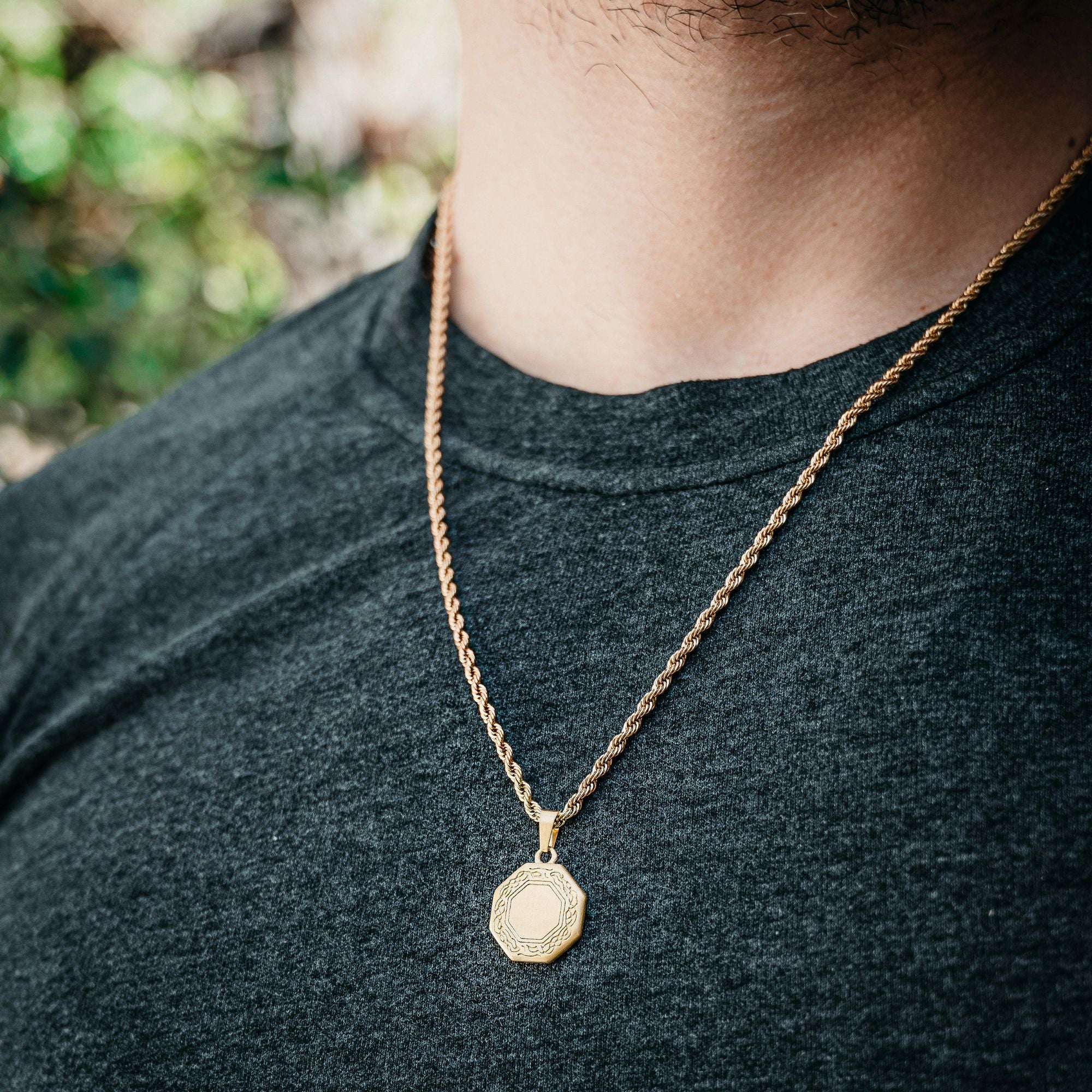Men's Gold Octagon Pendant - Men's Small Necklace | Twistedpendant