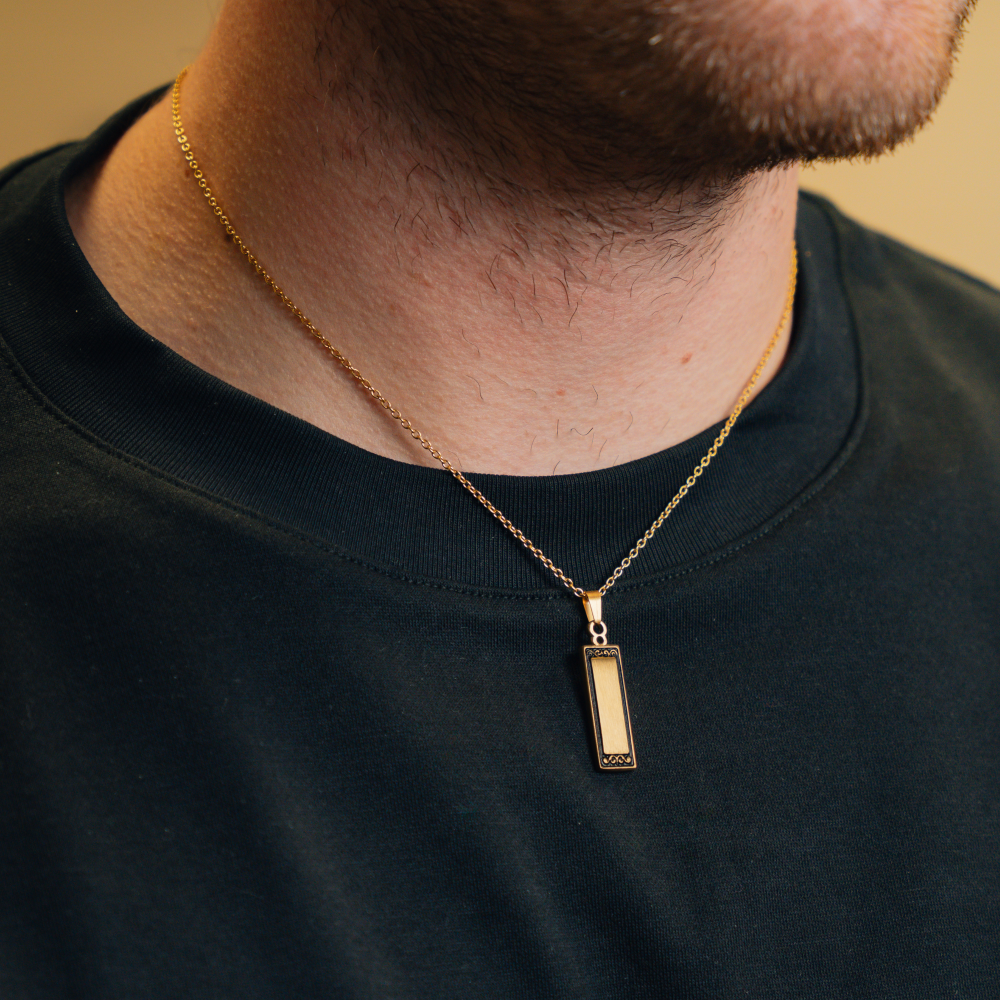 Gold Monolith Pendant - Mens Gold Necklaces - By Twistedpendant