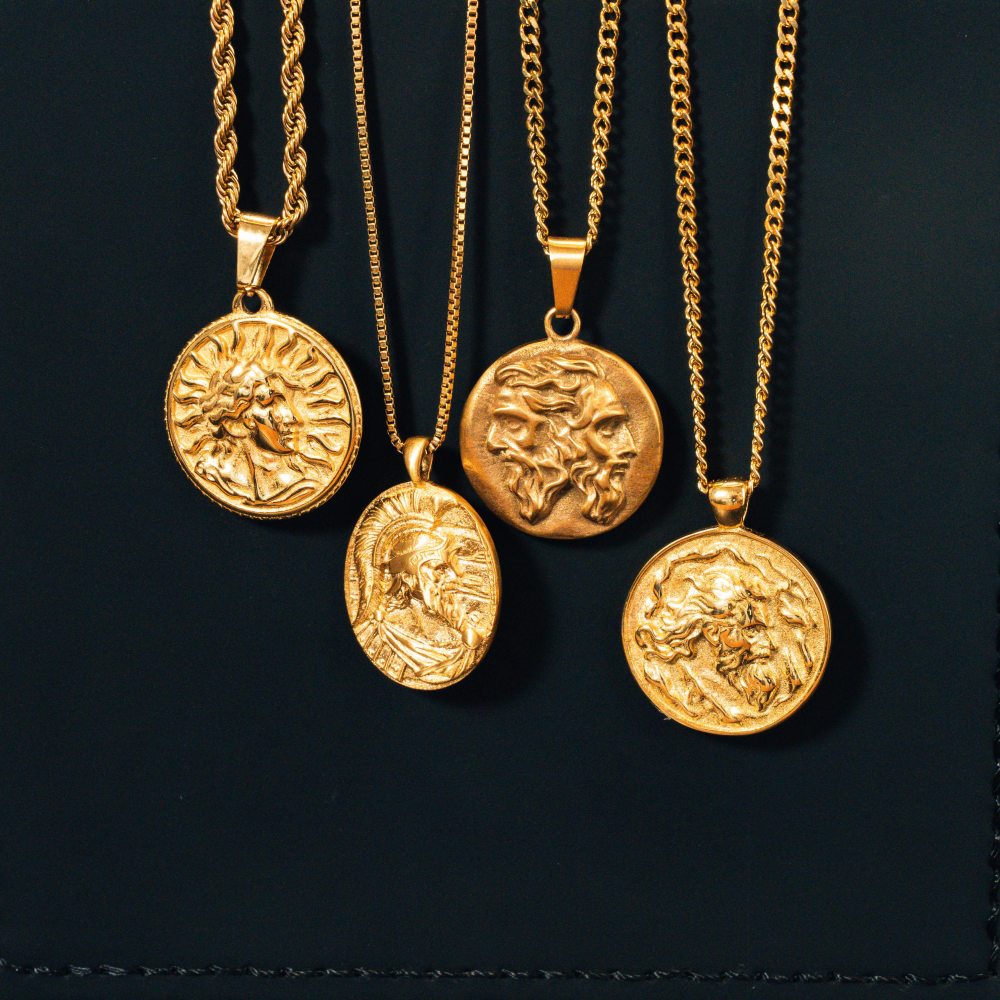 Gold Apollo Pendant Necklace - Greek God Necklace By Twistedpendant