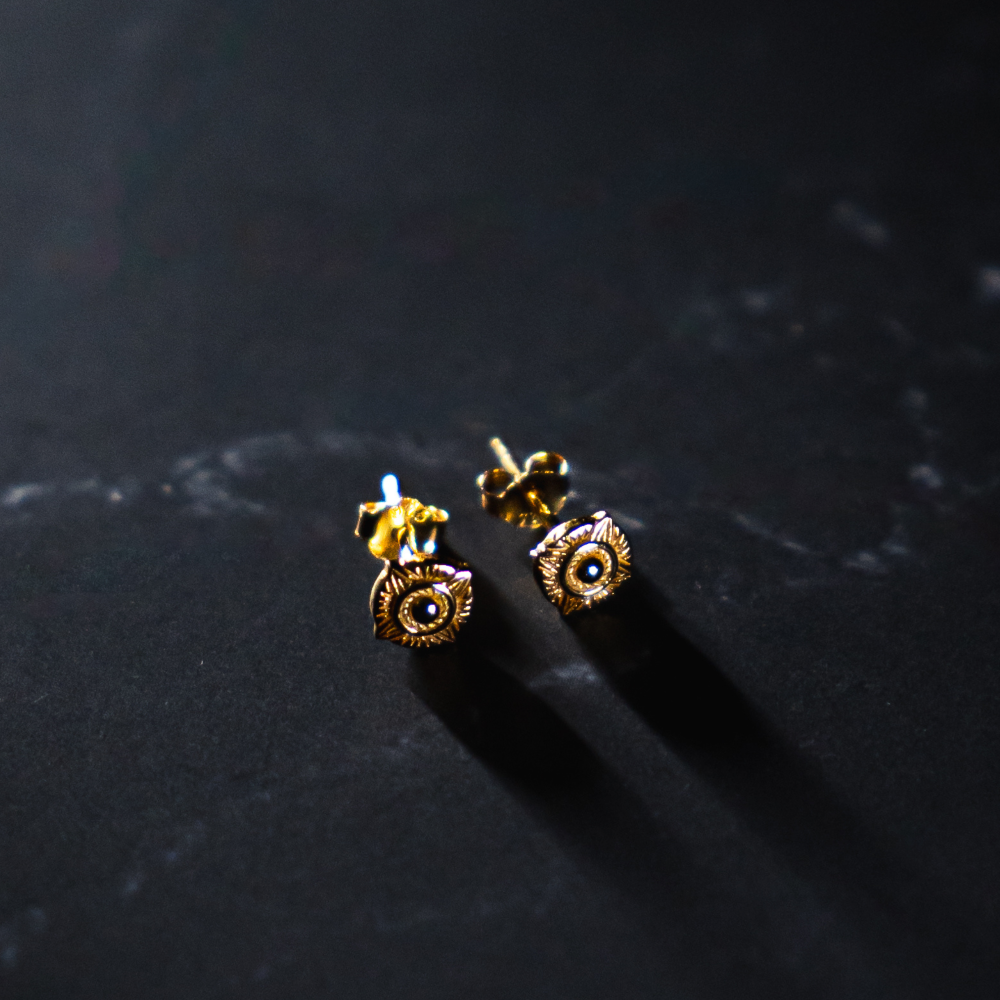 Silver Compass Stud Earring - Mens Silver Earrings - By Twistedpendant