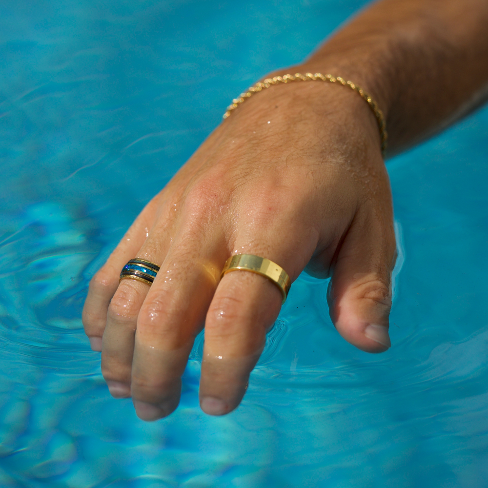 18K Gold Band Rings for Men - Luxury Gold Rings By Twistedpendant