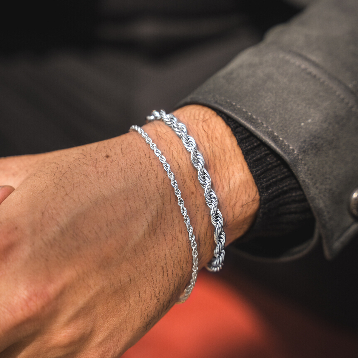 Silver Rope Stack Bracelet