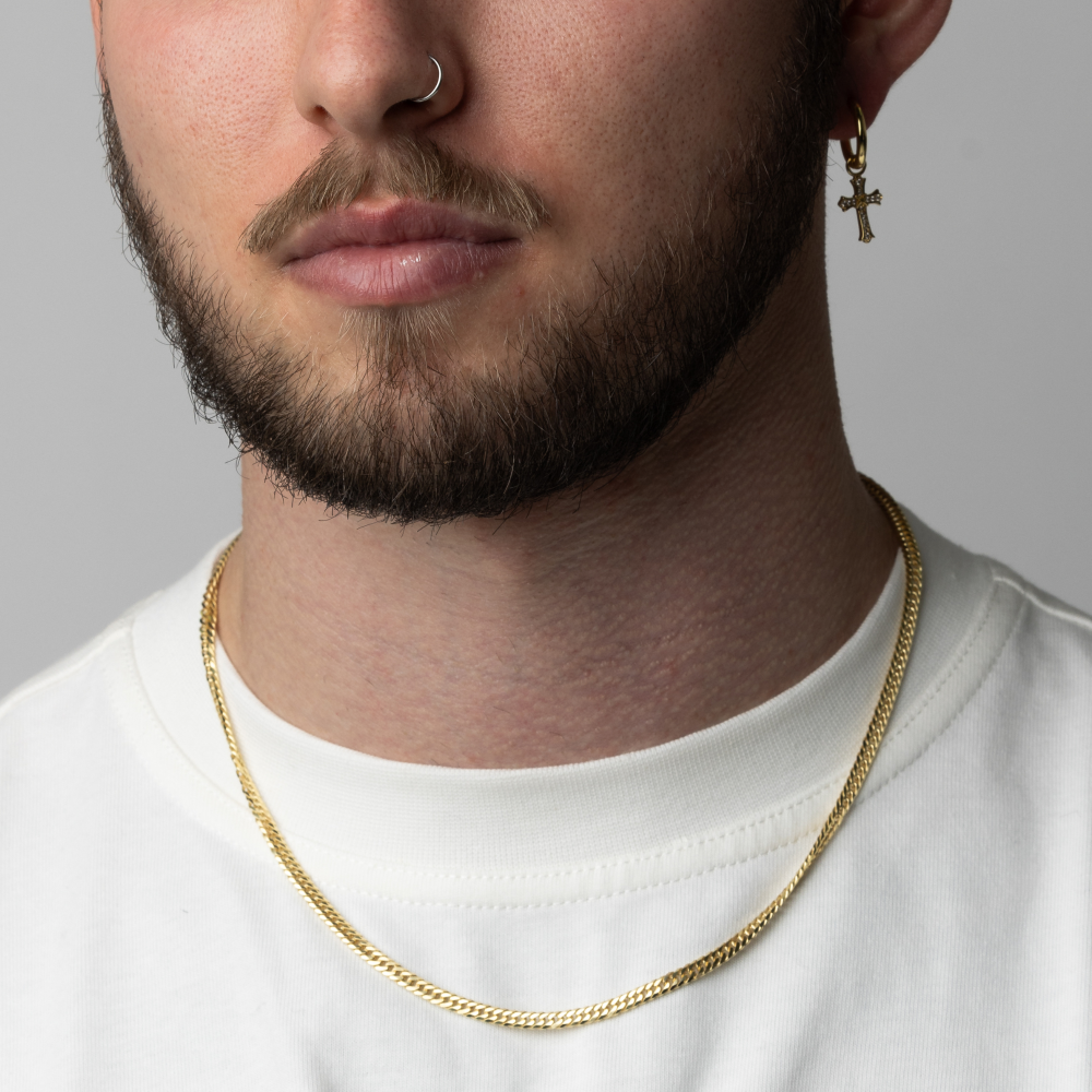 4mm Gold Double Curb Chain - Mens Gold Chain | By Twistedpendant
