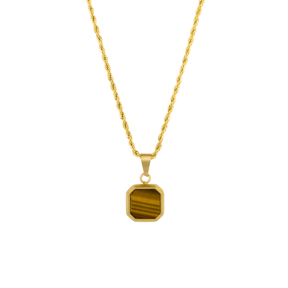 Tigers Eye Pendant - Gold Pendant Necklace For Men - By Twistedpendant