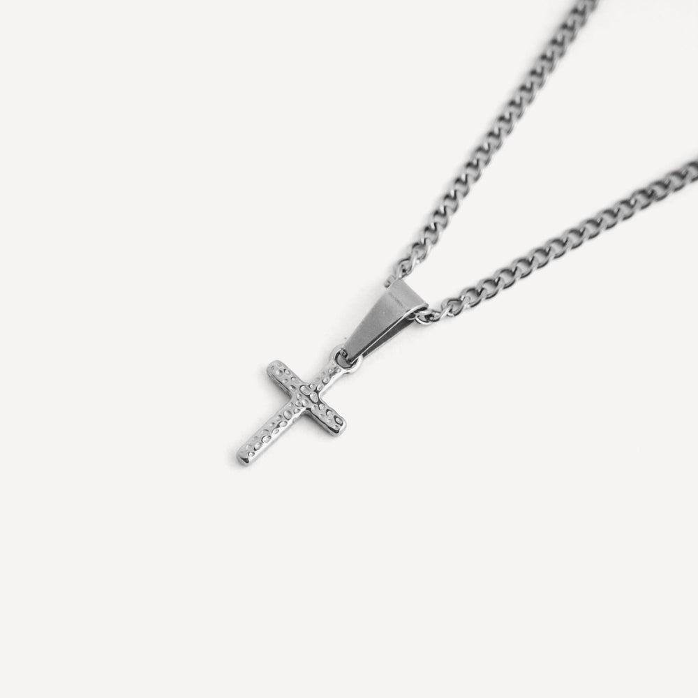 Micro Hammered Cross - Silver