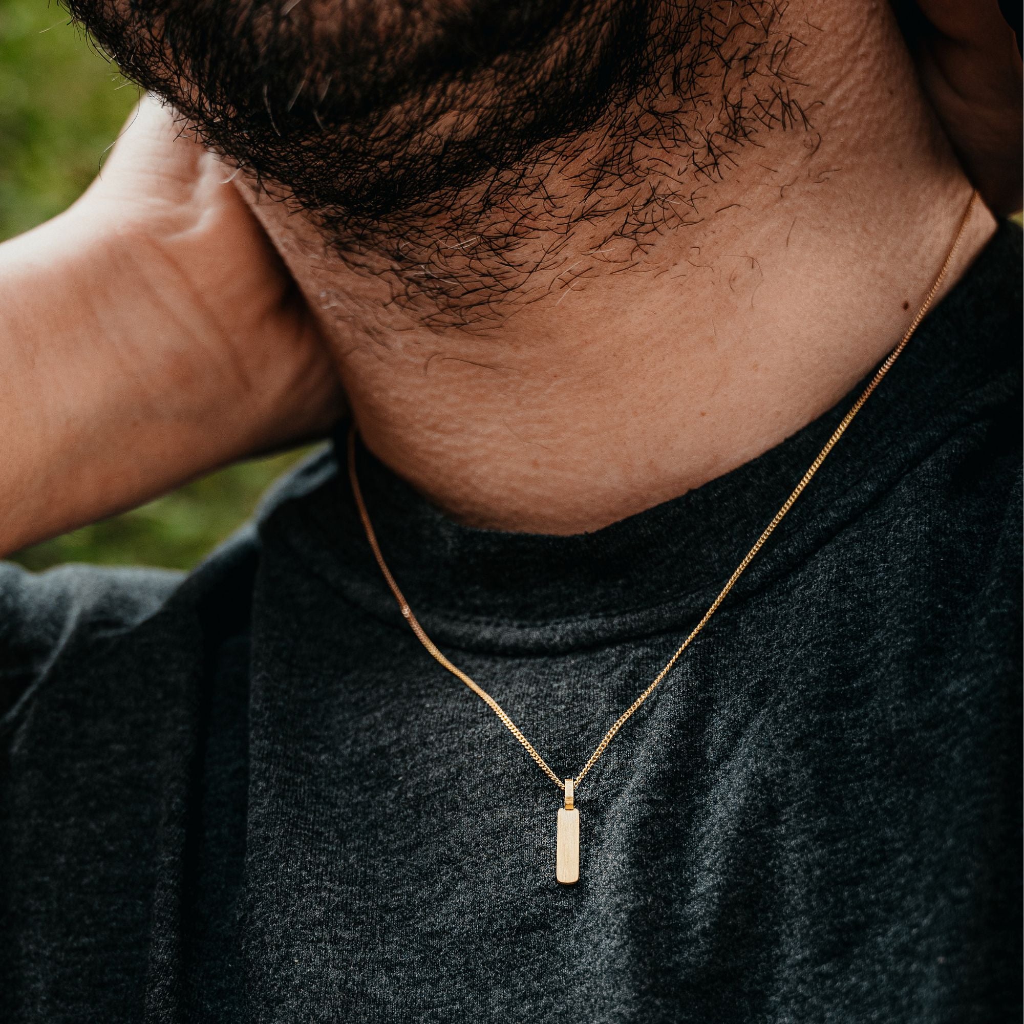 Gold Matte Bar Pendant Necklace - Gold Necklace For Men By Twistedpendant
