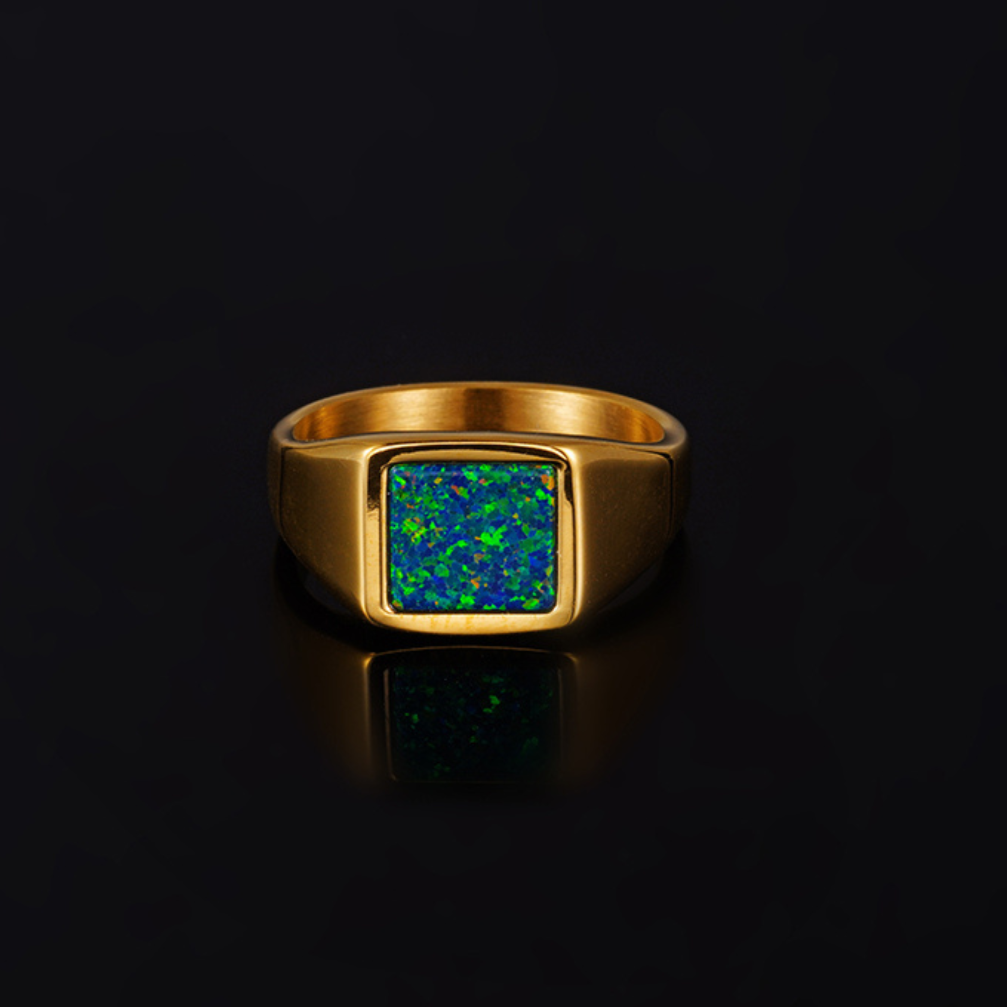 Mens Rings - Gold Opal Gemstone Signet Ring For Men - By Twistedpendant