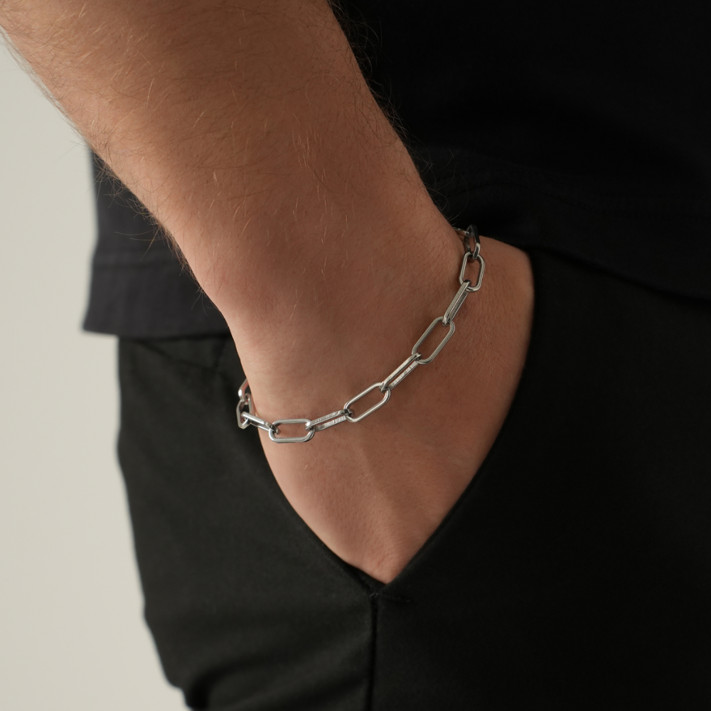 Mens Bracelets, Silver Paperclip Link Bracelet Chain - By Twistedpendant
