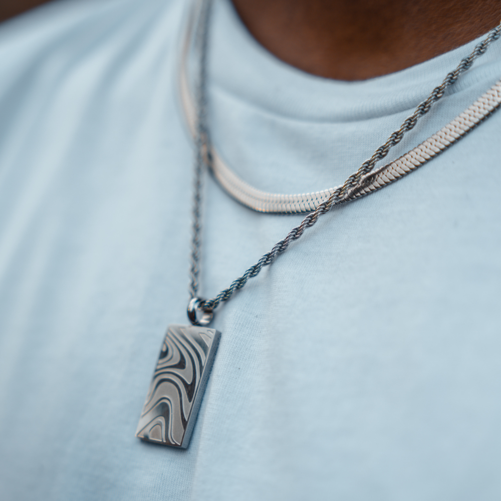 Silver Wave Pendant | Mens Silver Necklaces - By Twistedpendant