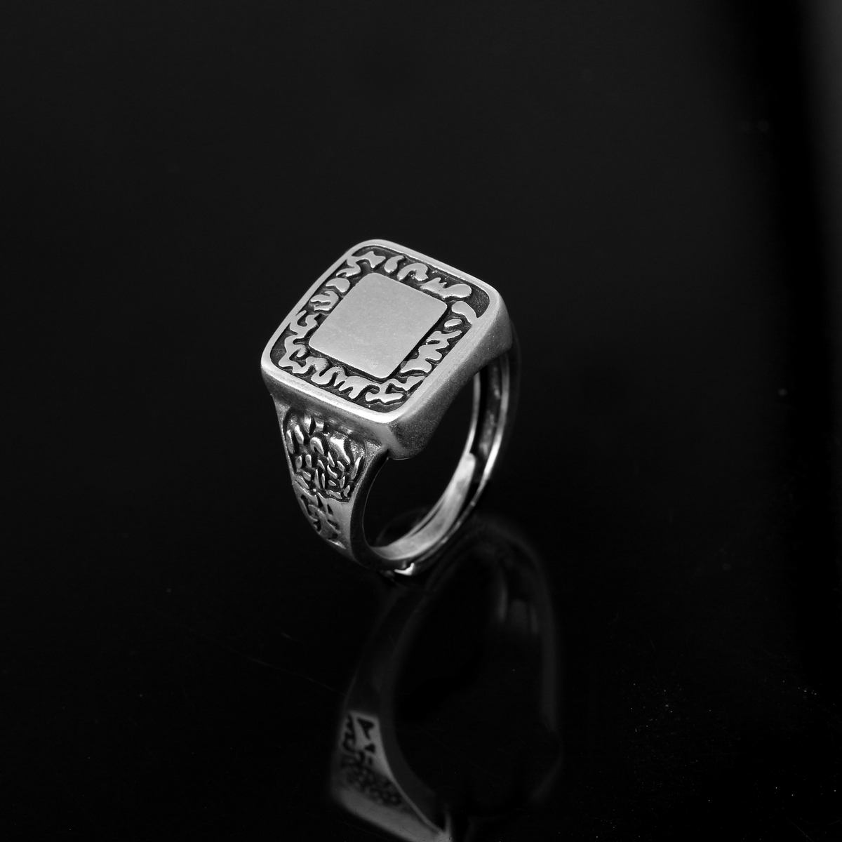 Vintage Ornate Signet Ring - 925 Silver