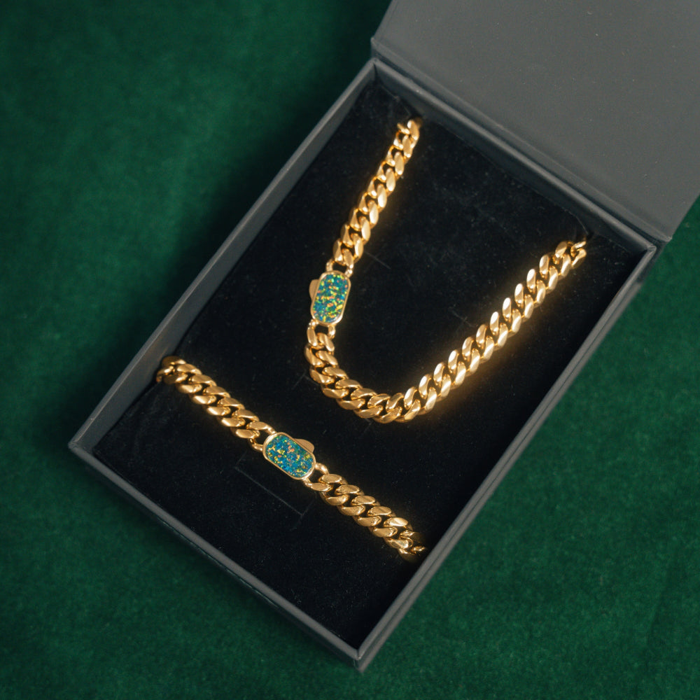 Opal Thick Cuban Chain (8MM) - Gold