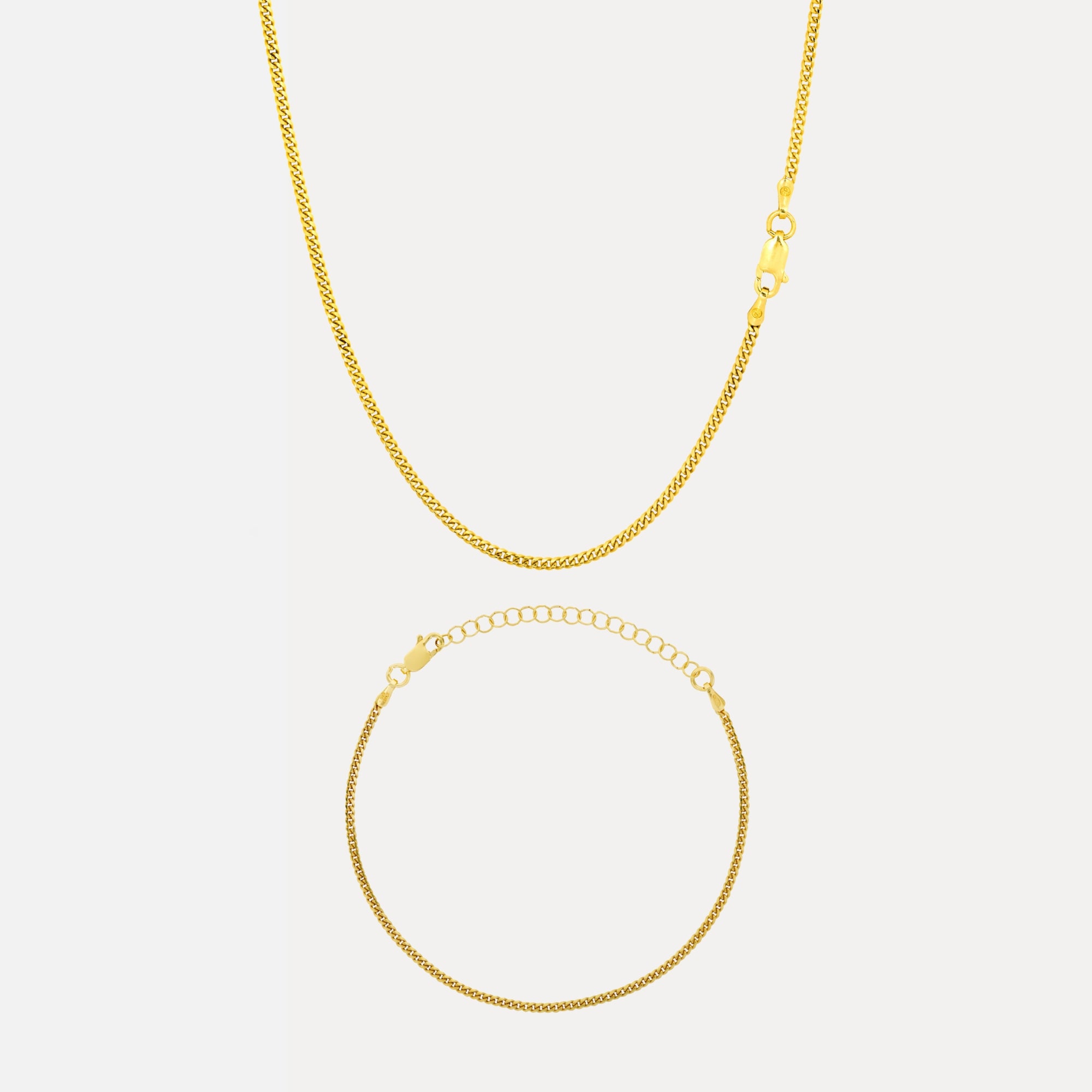 Italian 925 Cuban Set (2MM) - Gold