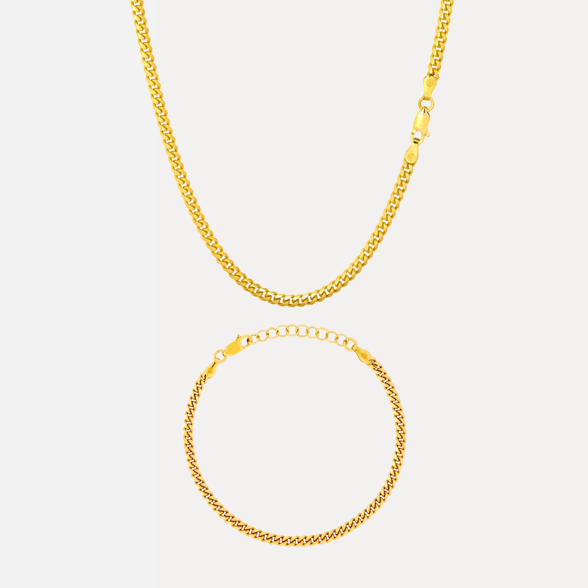 Italian 925 Cuban Set (3.5MM) - Gold