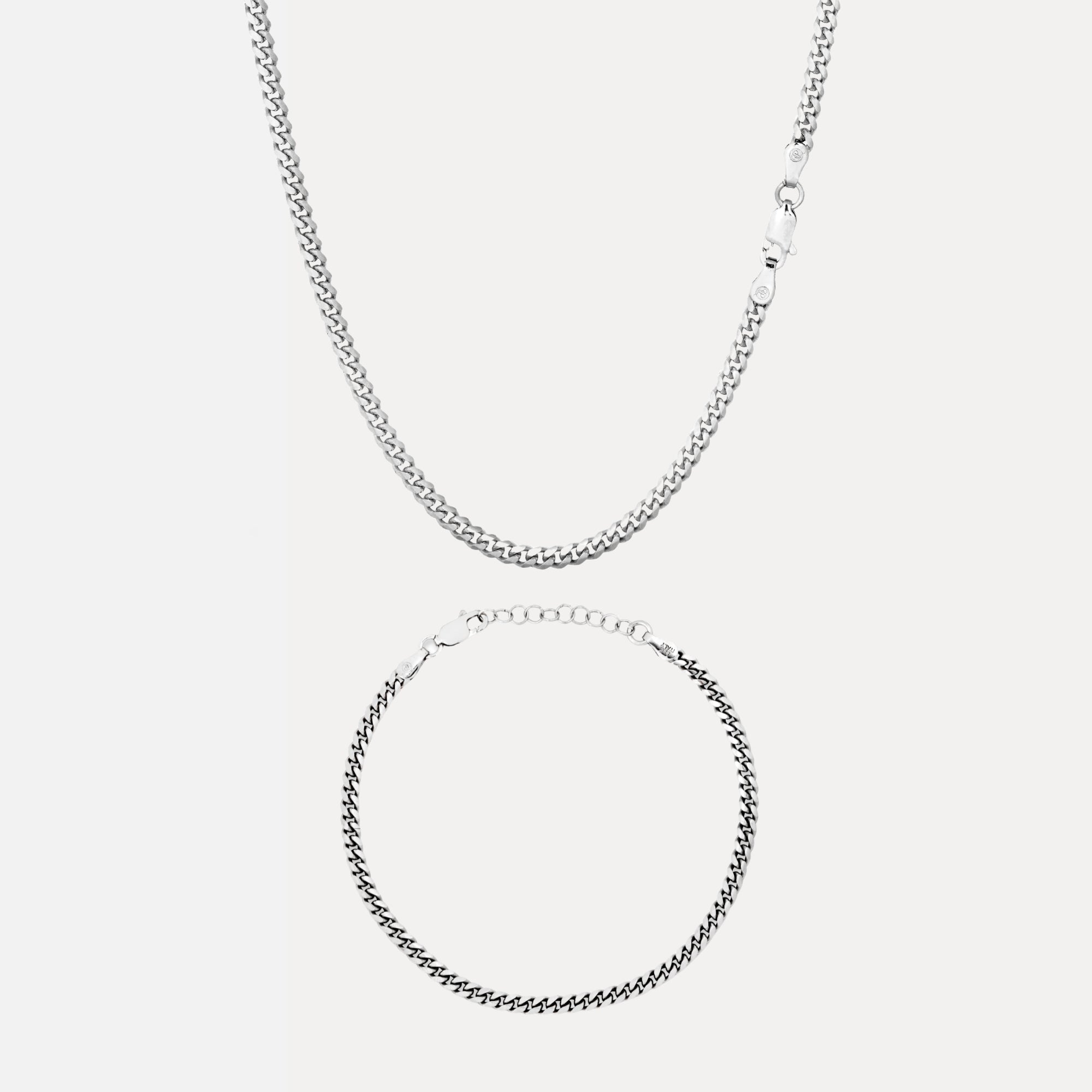 Italian 925 Cuban Set (3.5MM) - Silver