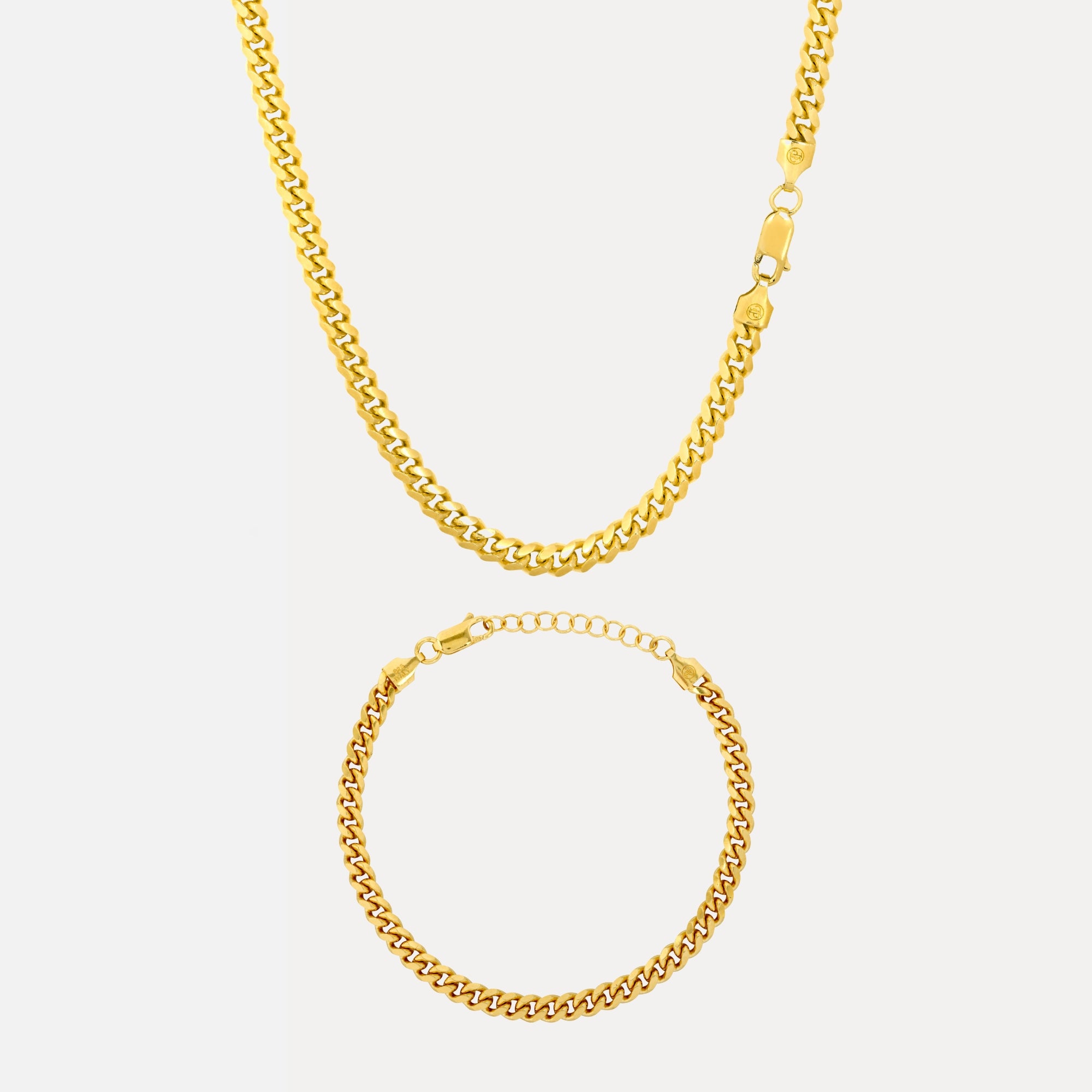 Italian 925 Cuban Set (5MM) - Gold
