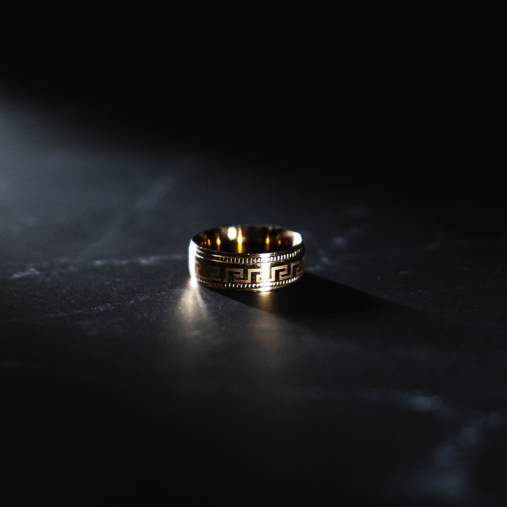 Greek Key Gold Ring - Mens Gold Rings | By Twistedpendant