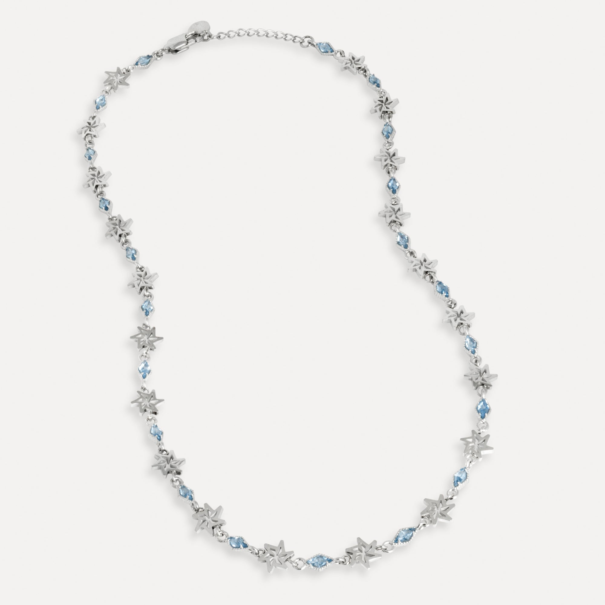 Necklace with star-shaped beads on a white background