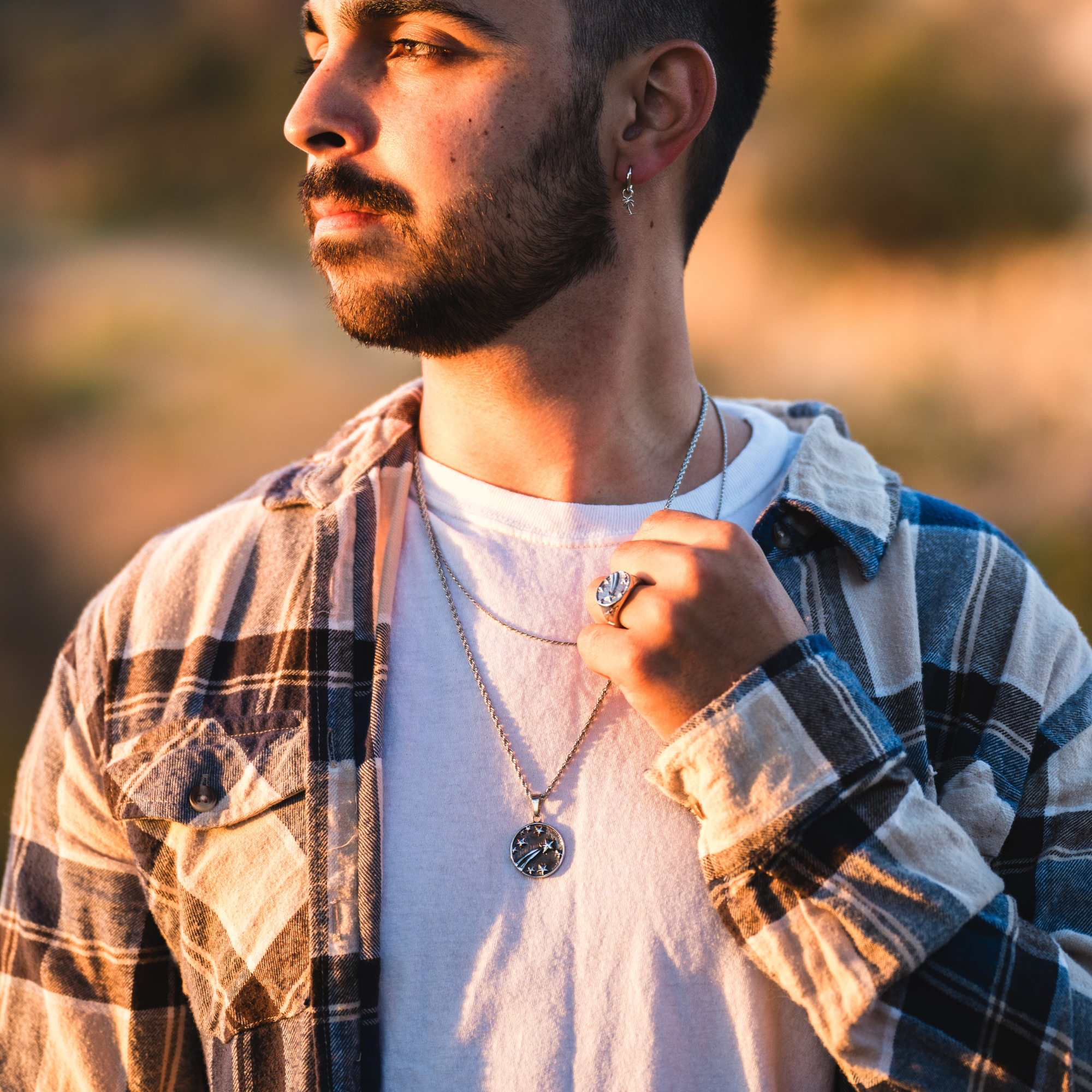 Men's Silver Shooting Star Necklace - Men's Necklace By Twistedpendant