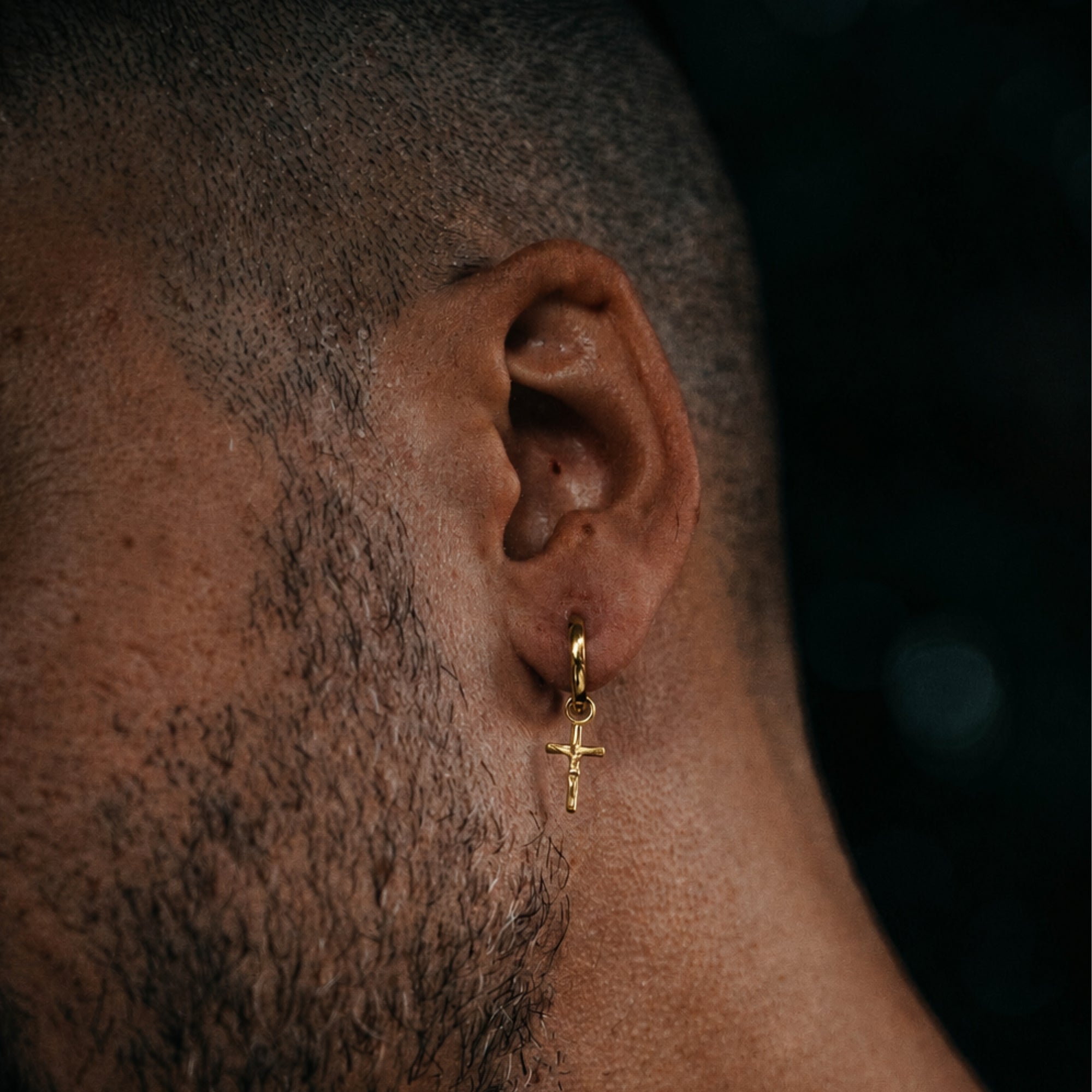 Crucifix Dangle Earring - Gold
