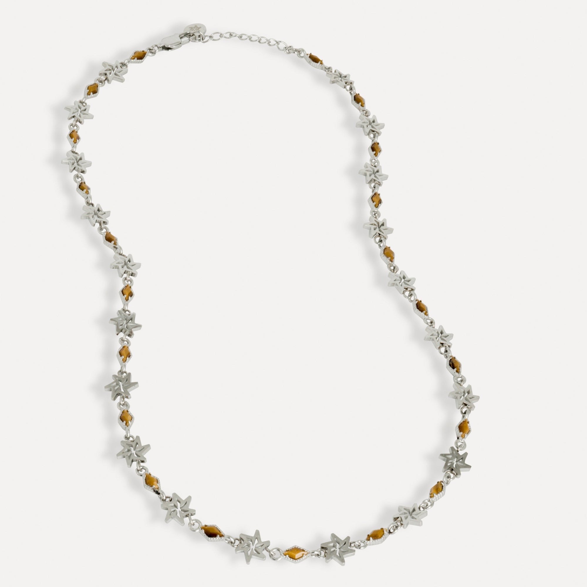 Necklace with star-shaped beads on a white background
