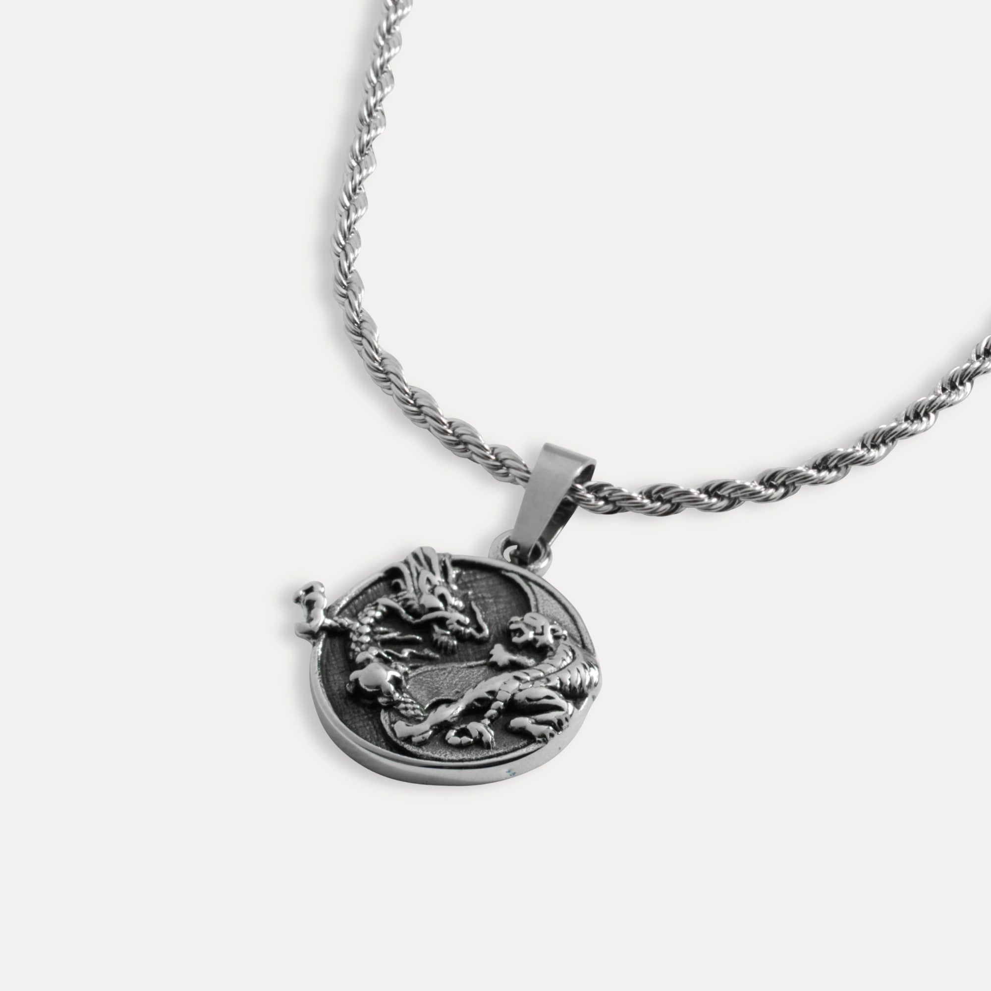 Mens Dragon Tiger Pendant Silver | Mens Necklaces | Twistedpendant
